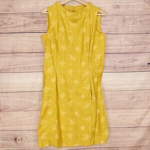 Vintage Lounge Craft Dress Womens Medium Sleeveless Floral Midi 60s Mod 70S